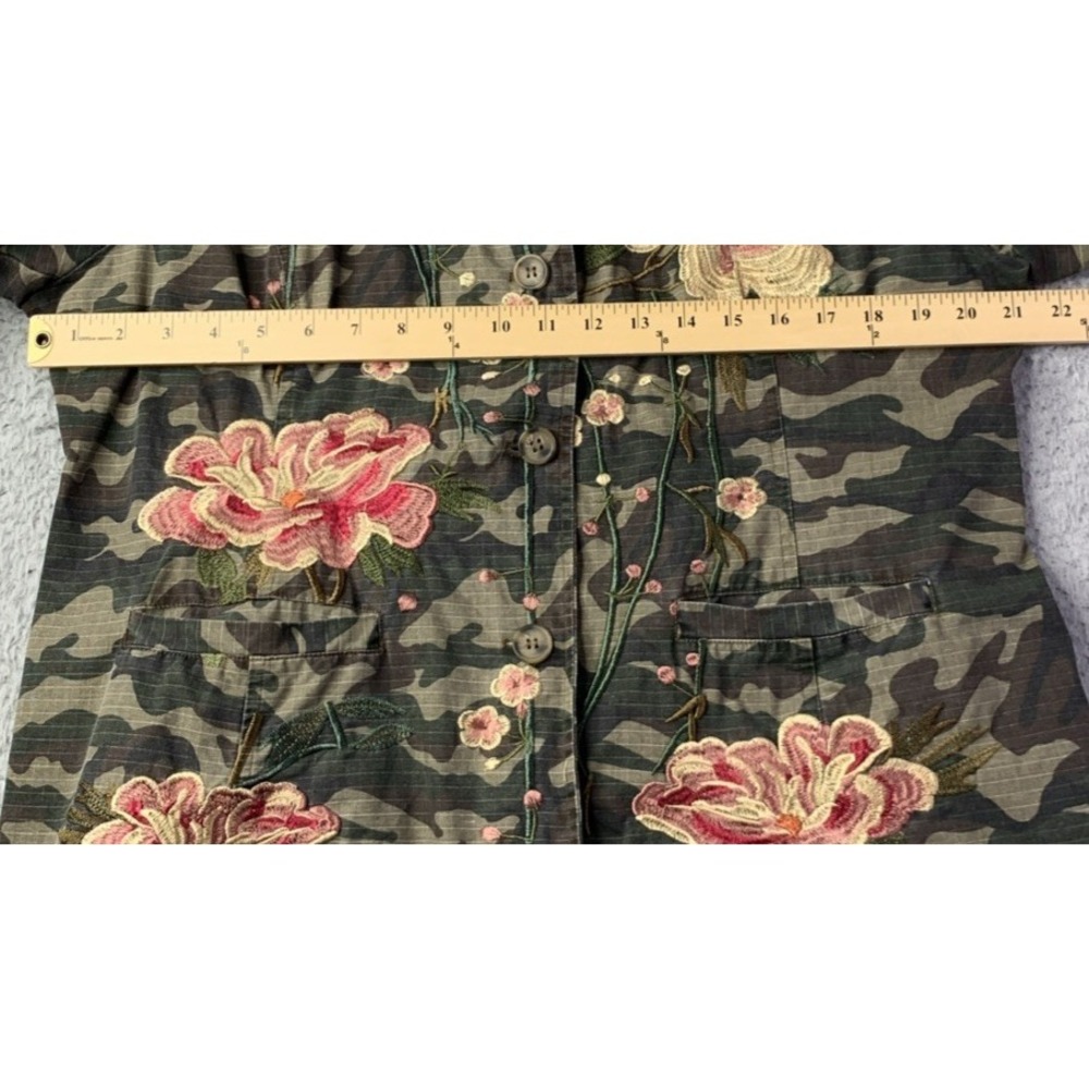 Paparazzi Jacket Womens XLarge Floral Embroidered Camo Button By Biz Enterprises - Picture 3 of 8